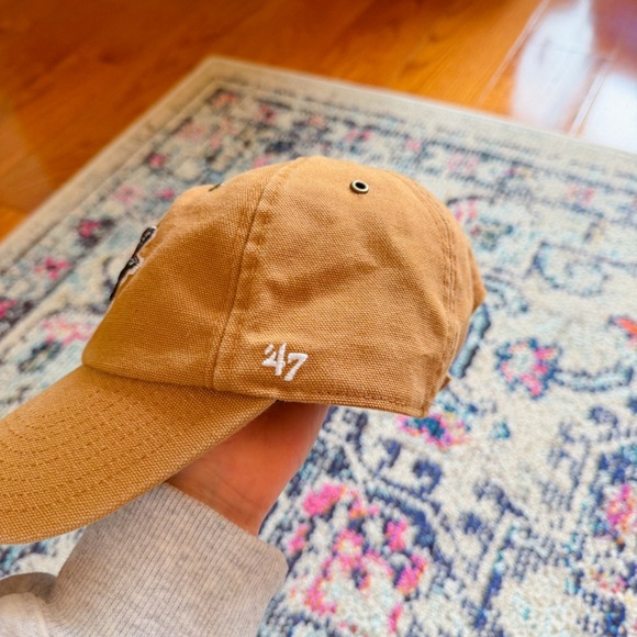 ’47 Brand Pittsburgh Penguins Carhartt Clean Up Hat Brown Duck Cloth - Picture 3 of 5